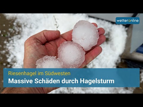 Schweres Hagelunwetter - Massive Schäden durch Riesenhagel in Baden-Württemberg