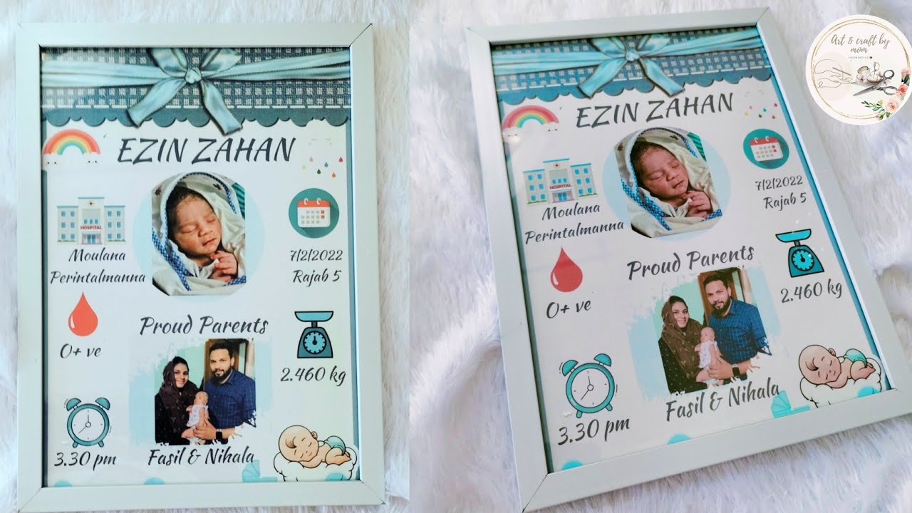 Detailed video of Baby details frame|Baby details frame making|Frame|Craft|Diy|Art and craft by mom