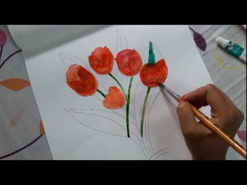 How to do watercolour /flower/canvascreations