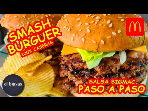 Receta SMASH BURGER en casa PASO A PASO casera 100% hamburguesa Estilo BigMac 🍔