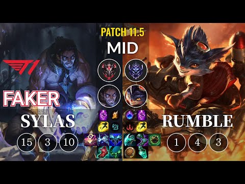 T1 Faker Sylas vs Rumble Mid - KR Patch 11.5