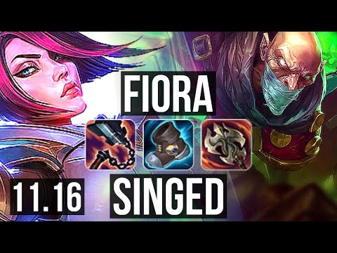 FIORA vs SINGED (TOP) | 14/1/3, Quadra, 9 solo kills, 1.4M mastery, 500+ games | NA Diamond | v11.16