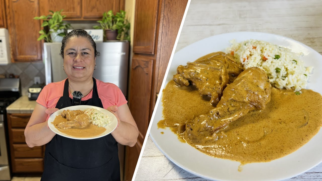 POLLO EN CREMA CON CHIPOTLE Y ARROZ BLANCO