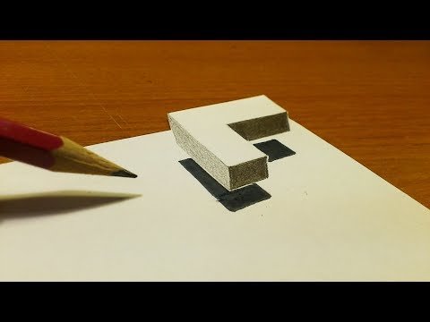Very Easy!! How to draw 3D Floating Letter "L" - Drawing 3D trick art on paper step by step