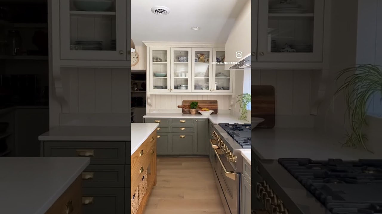 Hutch cabinet with glass doors #shiplap #kitchen #kitchendesign #interiordesign #kitchenremodel