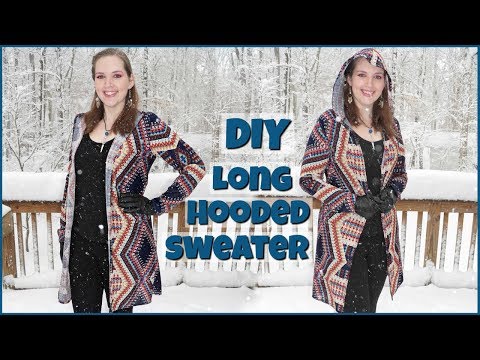 DIY Langer Cardigan mit Kapuze | So nähst du einen Pullover ohne Schnittmuster