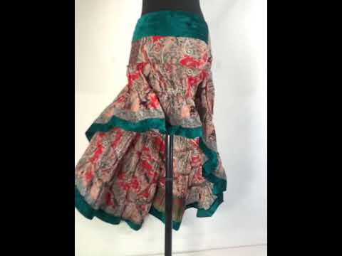 One Size Plus. Layla Bohemian Hi Low Velvet Edged Skirt. Silky Pirate girl.SKU:734-5557