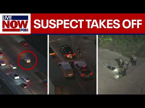 Video | Police chase suspect takes off on foot in Los Angeles