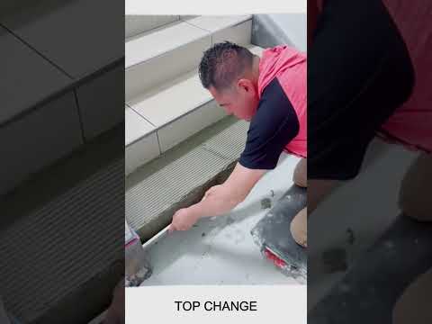 The process of install stair step ceramic tile #tools #machine #short