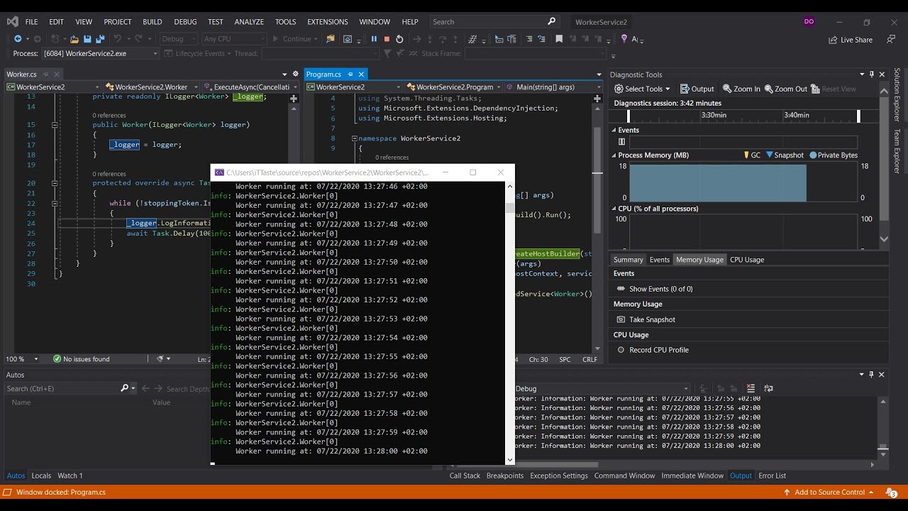 Create ASP.NET Core Worker Service in Visual Studio 2019 (Getting Started)