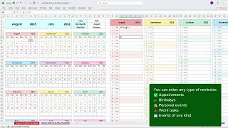 Smart Calendar Spreadsheet Template | Yearly Excel & Google Sheets Planner | Year at Glance Calendar