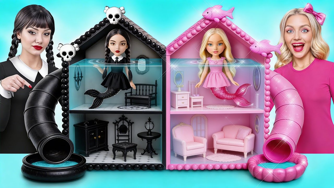 ワンカラーハウスチャレンジ | バービー vs Wednesday マーメイド Trend DO Challenge