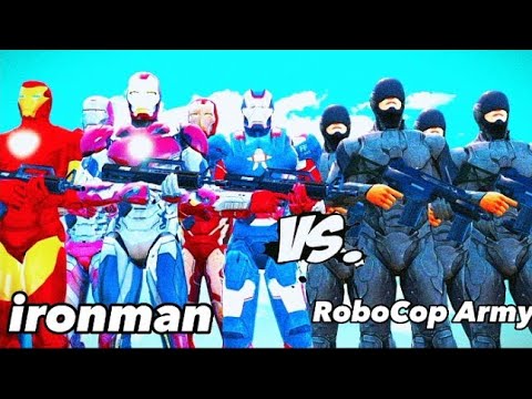 Iron Man Army VS RoboCop Army #spiderman #ironman