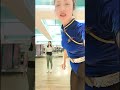 Asian Woman Aerobic Lesson In Thong Leotard And Black Tights