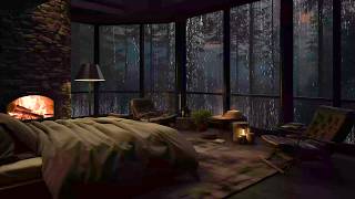 Refúgio na floresta tropical 🔥 Cabana quente com lareira e chuva suave para dormir melhor