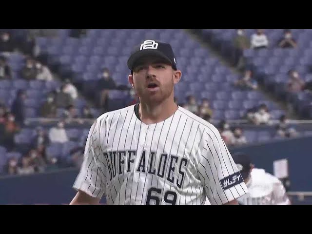 【8回表】3球三振!! バファローズ・ビドル ピンチを招くも2者連続三振で切り抜ける!! 2022年4月17日 オリックス・バファローズ 対 埼玉西武ライオンズ