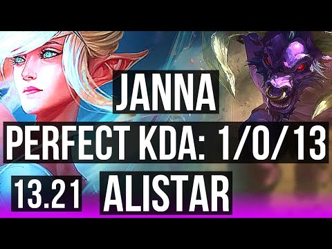 JANNA & Jhin vs ALISTAR & Kai'Sa (SUP) | 1/0/13, Rank 4 Janna | KR Challenger | 13.21