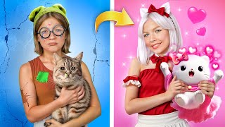 Amazing Makeover to Rich Hello Kitty for Poor Girls! How to Become Popular College Queen!