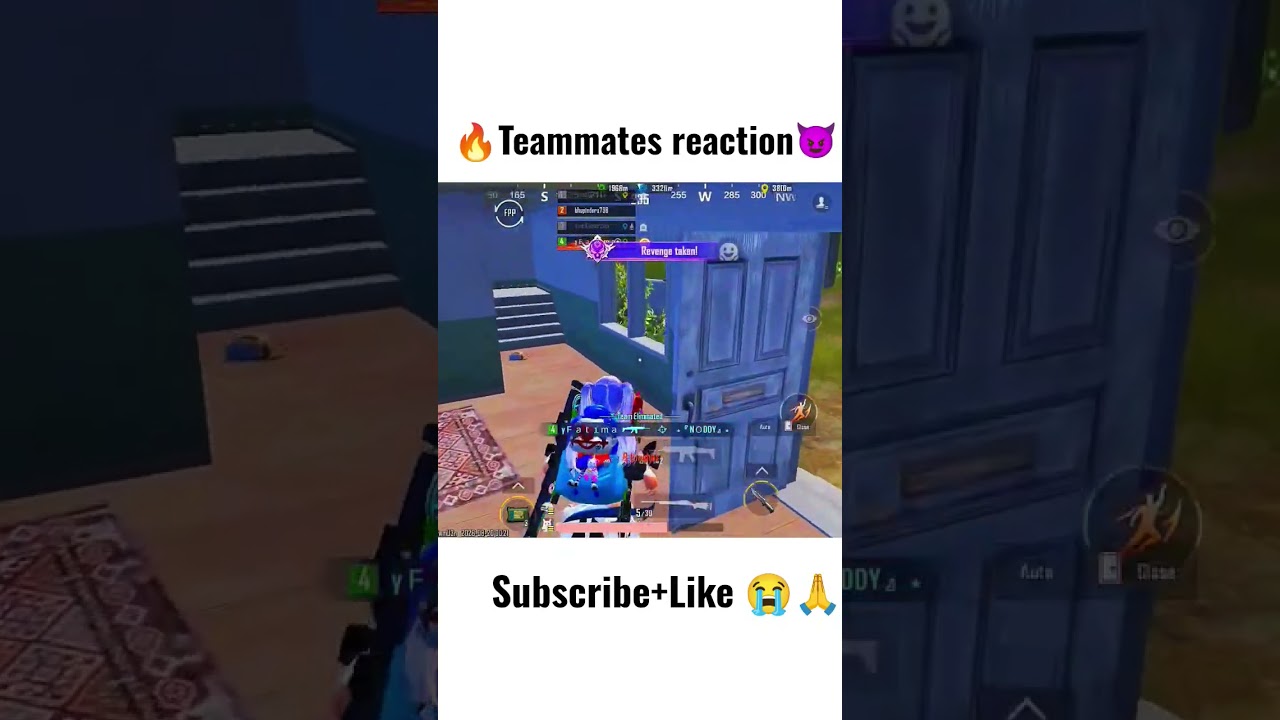 1vs 4 Clutch teammates reaction 😂🔥#bgmi #shorts #gaming #pubgmobile