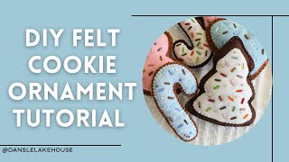 DIY Felt Cookie Ornaments Tutorial with Pattern PDF! Make your own cookie shaped DIY felt ornaments.