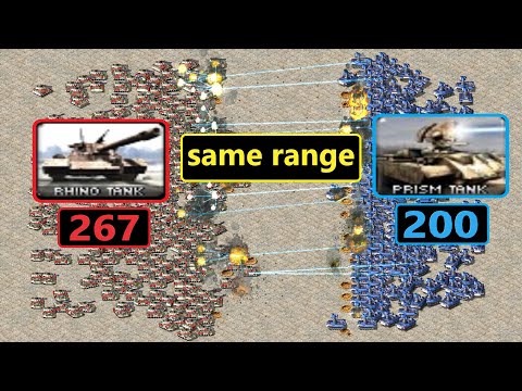 Rhino vs Prism Tanks - Same Weapon Range - Red Alert 2
