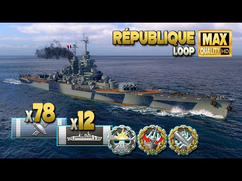 Battleship République on map Loop - World of Warships