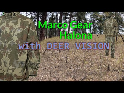 Marco Gear Halona Hunting Camo on 14 backgrounds in deer vision.