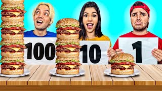 COMIENDO 100 CAPAS DE COMIDA CHALLENGE !!