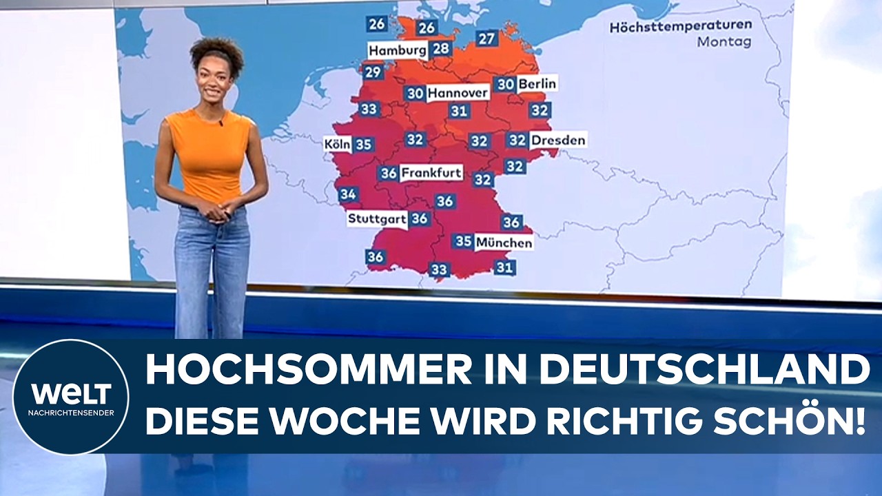 WETTER IN DEUTSCHLAND: Der Hochsommer hält sich mit über 30 Grad – regionale Gewitter möglich