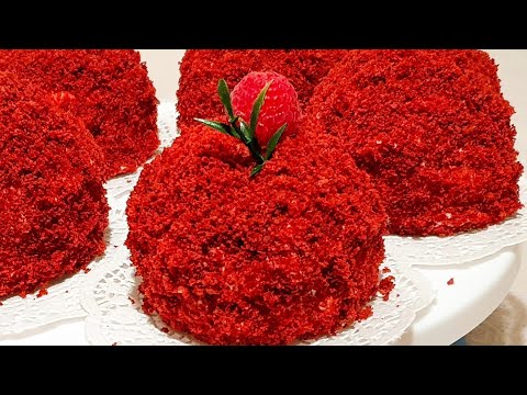 Пирожное КРАСНЫЙ БАРХАТ / Супер мягкий / Mini Red Velvet Cakes (Eng.Sub.)