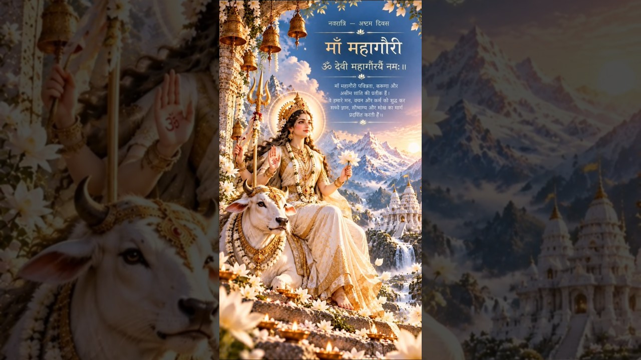 नवरात्रि आठवें दिन  |माँ महागौरी मंत्र |ॐ देवी महागौर्यै नमः  |Om Devi Mahagauryai Namh |जय माता दी🙏
