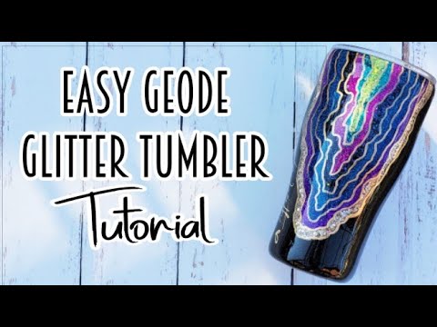 Geode Glitter Tumbler Tutorial - Make a geode epoxy tumbler using glitter, paint and resin. #geode