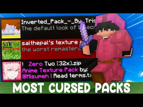 I used the most CURSED texture packs in Minecraft Bedwars…