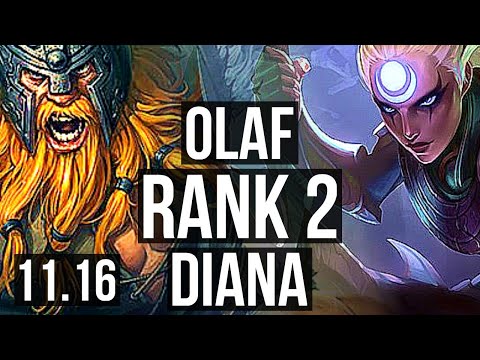 OLAF vs DIANA (JUNGLE) | Rank 2, 14/1/5, Legendary | KR Challenger | v11.16
