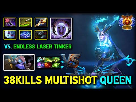 38KILLS MULTISHOT QUEEN DROW RANGER MAX SLOTTED ITEM BUILD VS. ENDLESS LASER TINKER 7.40b DOTA 2
