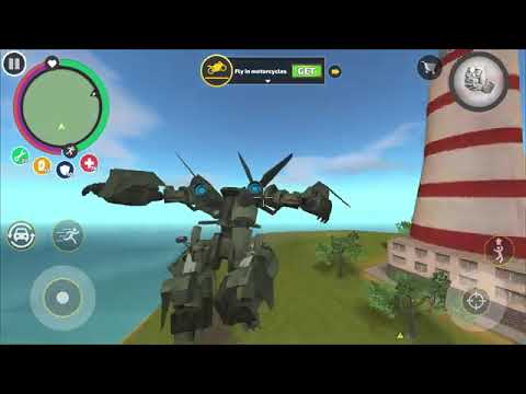 Rope Hero Vice Town (transformer airplane fight army green tank) robot airplane flying on army base 