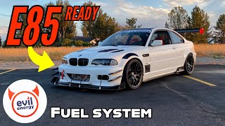 Evil energy fuel pump and filter install - PTFE fuel lines - E85 supercharged E46 BMW racecar
