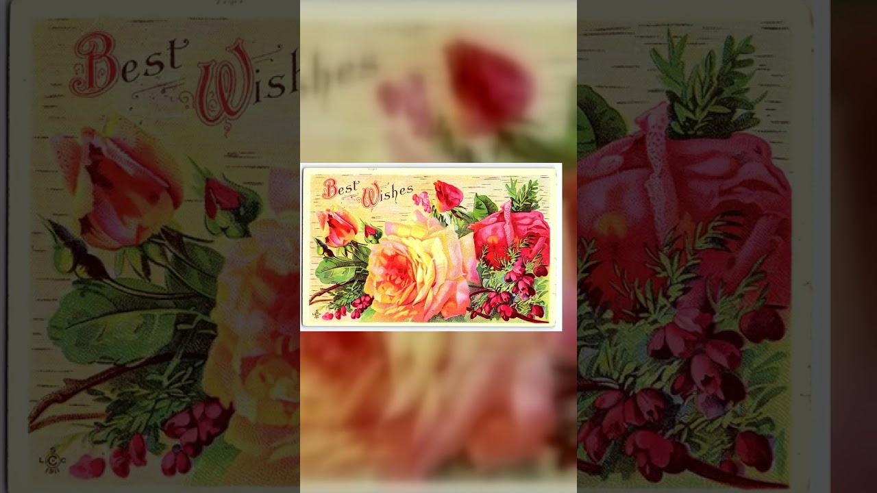 L.C. 1911 Linen Postcard, Best Wishes Floral Design, 1913 Postmark Video