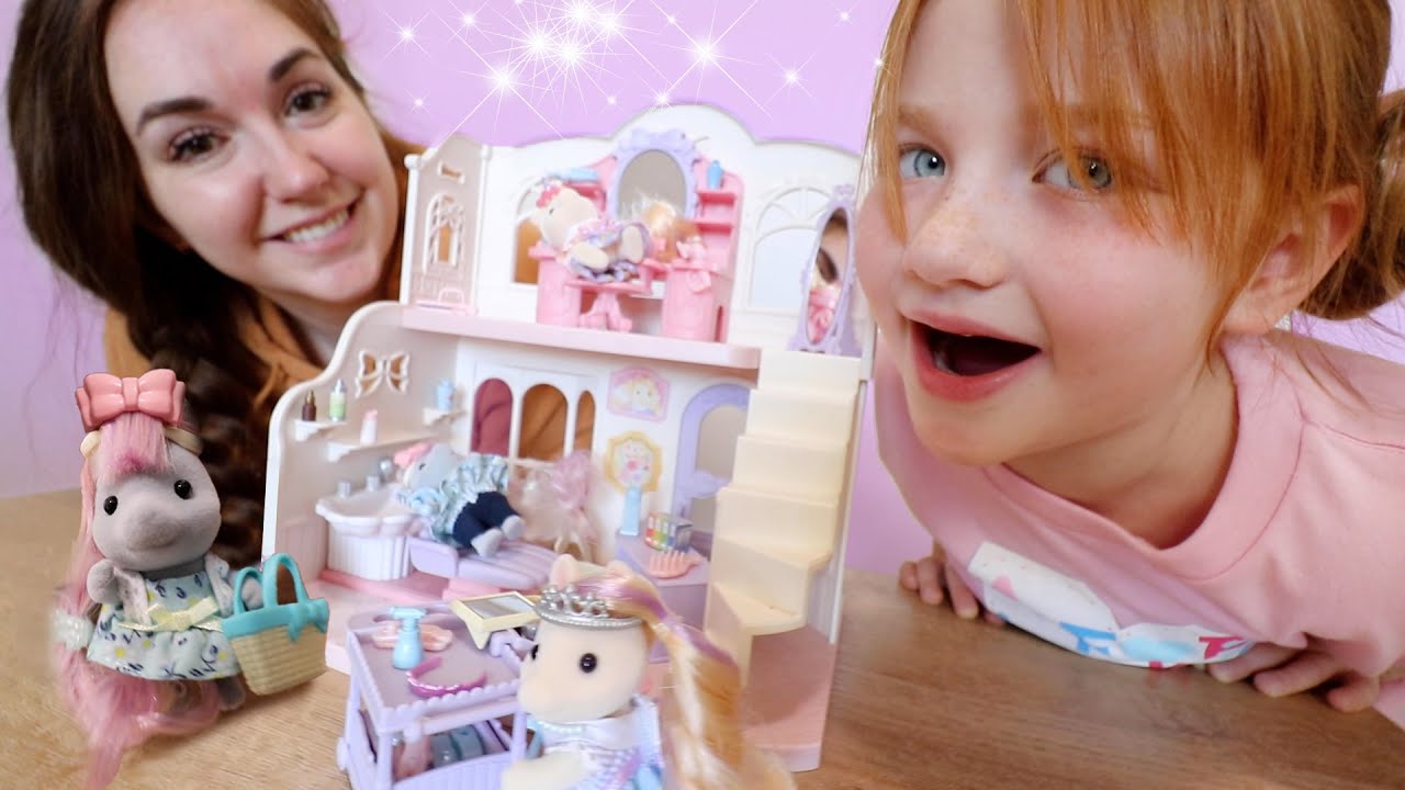 Watch video Pony Hair Salon with MOM!! Adley plays neighborhood doing a Calico Critters best friends makeover! Now Pony Hair Salon with MOM!! Adley plays neighborhood doing a Calico Critters best friends makeover!