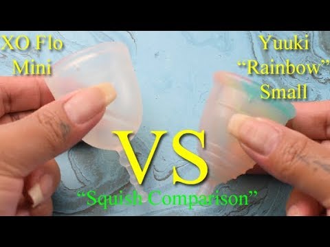 XO Flo Mini vs Yuuki Rainbow SM - Menstrual Cup Squish