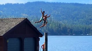 JUMPING OFF THE LAKE HOUSE INTO COLD WATERS!! - The Bucket List Studios Team Expedition 2
