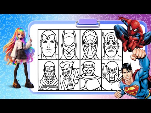 Superheroes vs Villains Coloring Pages / Superman / Batman / Spider-Man / Spektrem / NCS