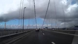 Driving Over Forth Road Bridge Firth Of Forth Scotland
