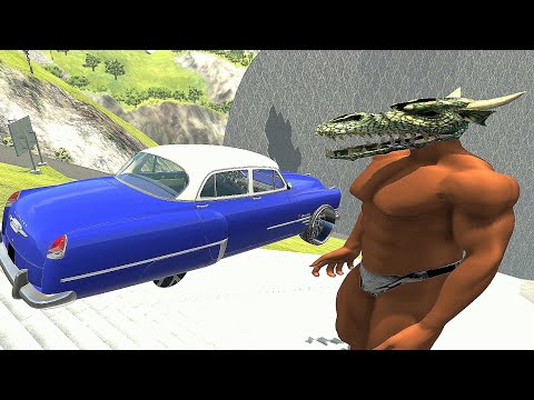 Insane Stairs Jumps Down With Human Monster (Crash Test) - BeamNG.drive Down Stairs Jumps