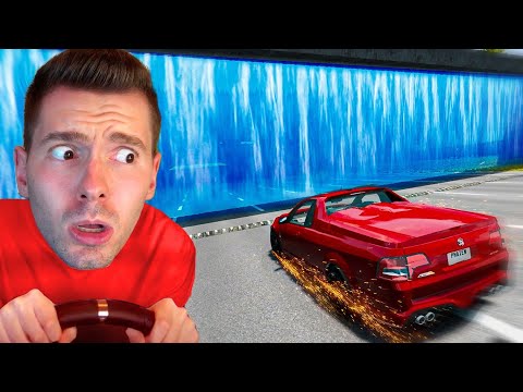 DESCI uma ladeira contra PAREDE DE ÁGUA! - BeamNG Drive