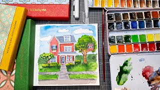 Dive in with Pen First! It Don't Need to be Perfect! Let's Sketch & Paint a Cute Watercolor House