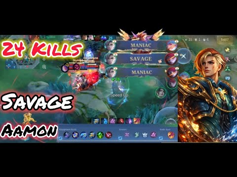 💀Savage + 2 Maniacs 😱 24 kills~Night's edge Aamon~MLBB #aamon #savage #maniac #triplekill #broken