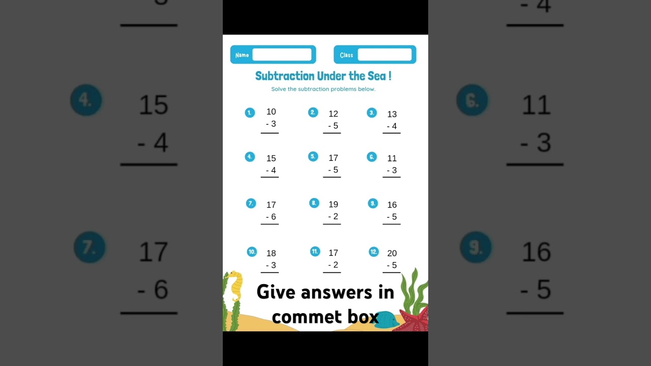 Subtraction worksheet for kids..#learn #maths #subtraction #viral #learning..plz like and subscribe