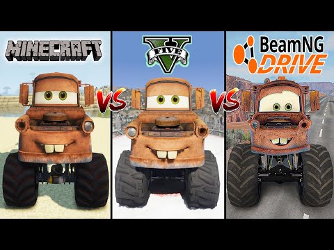 Minecraft Monster truck Tow Mater VS GTA 5 Monster Mater VS BeamNG Monster Mater - WHO IS BEST?