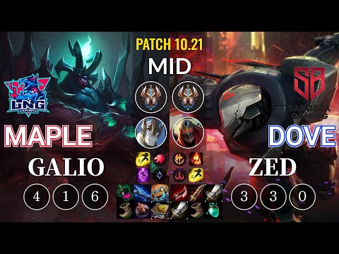 LNG Maple Galio vs SB Dove Zed Mid - KR Patch 10.21